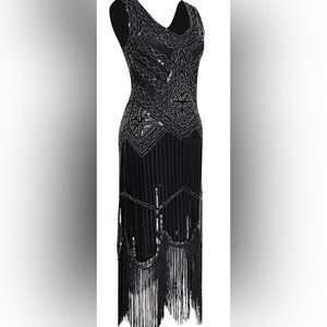 FUNDAISY 1920's  Gatsby Flapper Sequin Beaded Fringe Dress